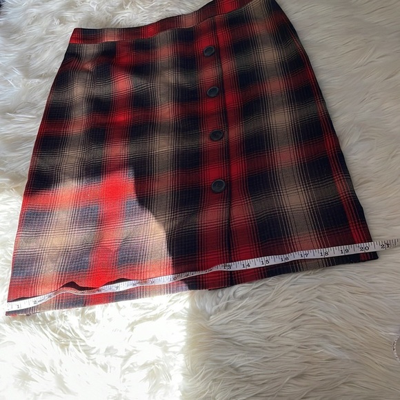 Cato Plad flannel fall orange red black side button side zipper midi skirt sz 8 - Picture 15 of 16